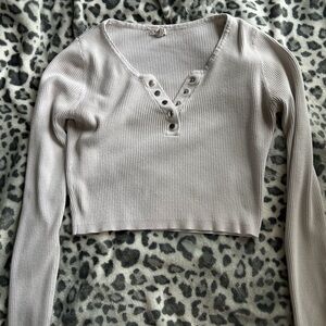 garage button up crop top